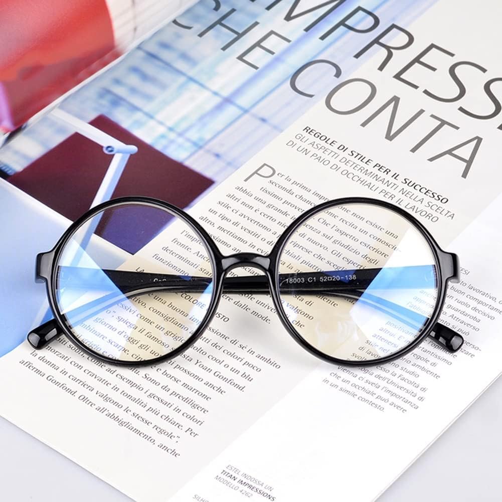 Occhiali da Lettura Vintage alla Moda per Uomo E Donna Tr90 con Montatura Rotonda E Cerniera A Molla, Black, 0.75x