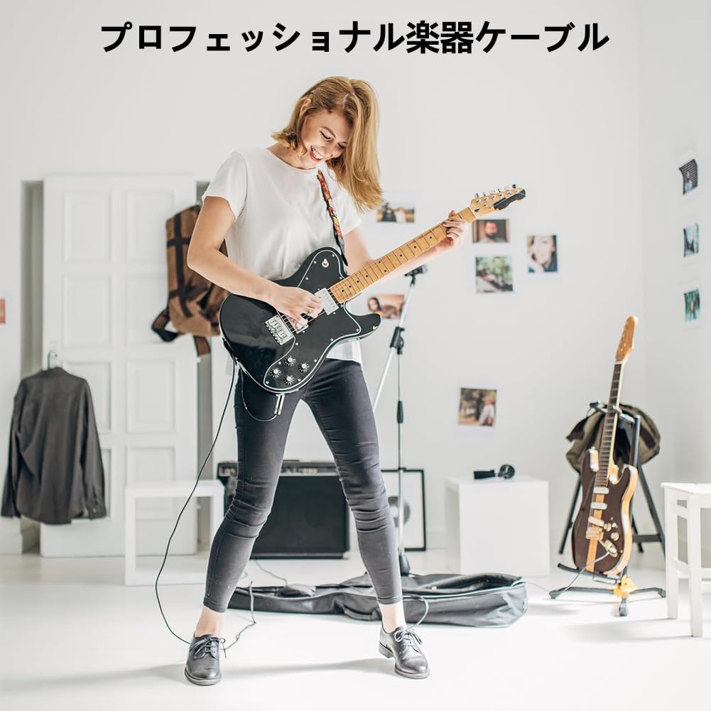 音楽　楽器　シールド　配線 Amazon.co.jp: ギターシールド 6.35mm ギターケーブル S-L型 プラグ