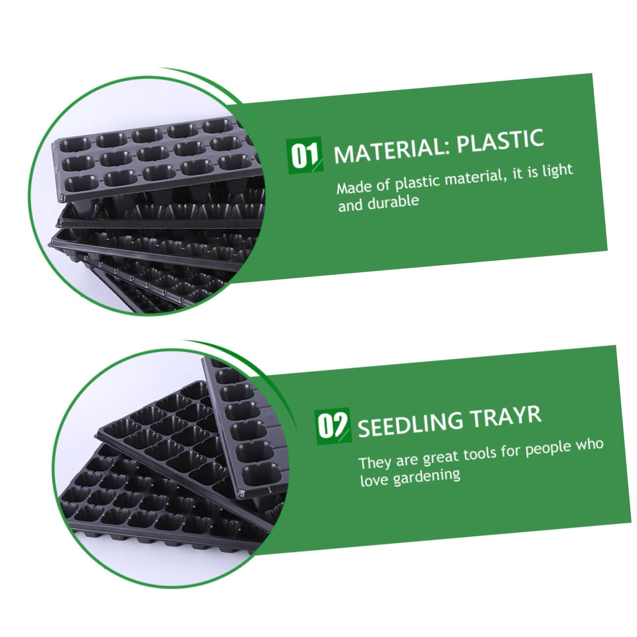 UPKOCH Lot de 10 Plateaux de Germination en Plastique Épaissi pour Semis, Kit de Culture de Plantes Résistant la Sécheresse, pour Jardinage Extérieur
