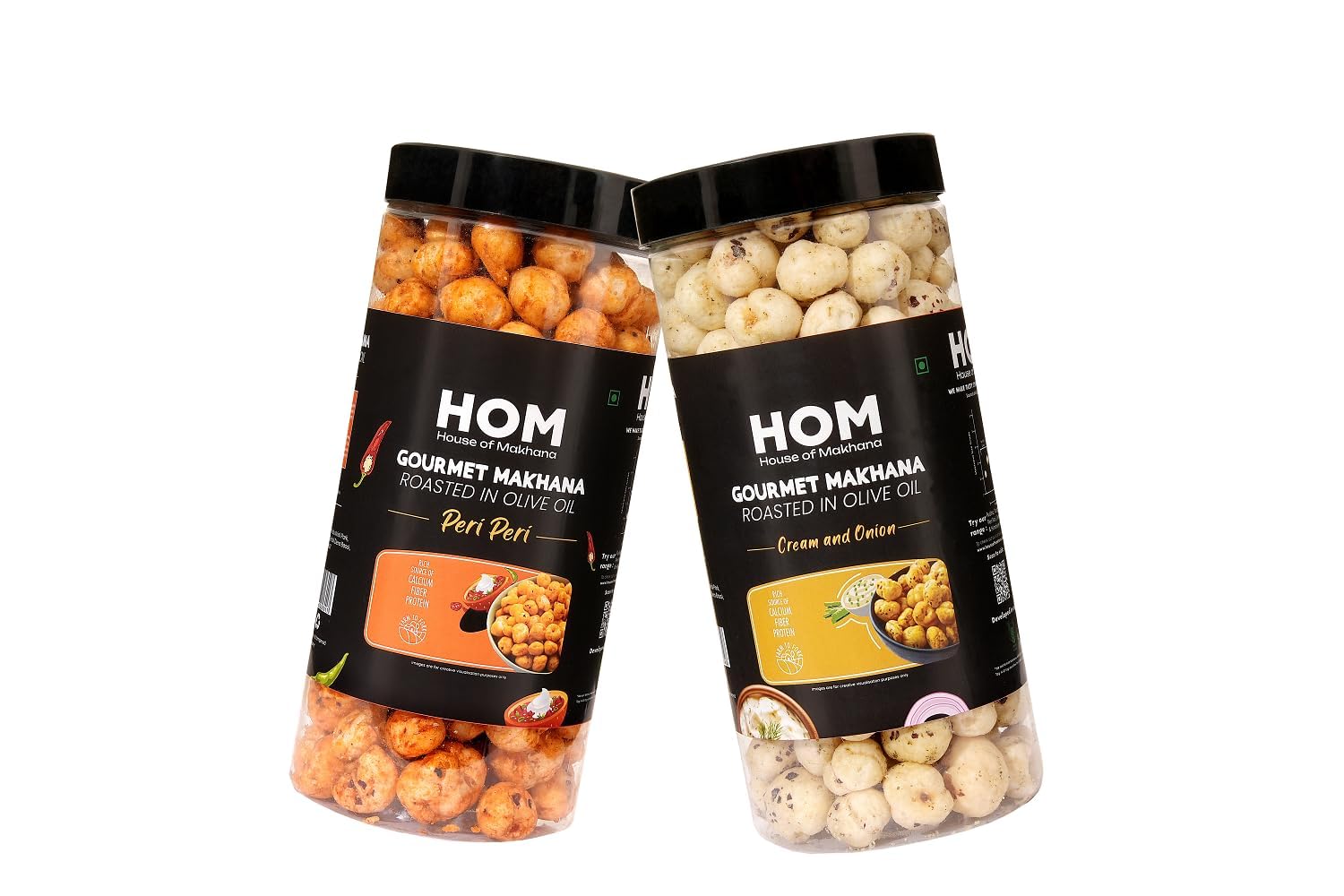 H O M House Of Makhana 130g Cream and Onion And Peri Peri Gourmet Makhana Jar Roasted in Olive Oil, Flavored Makhana Pack of 2 (65gX2)-image-29