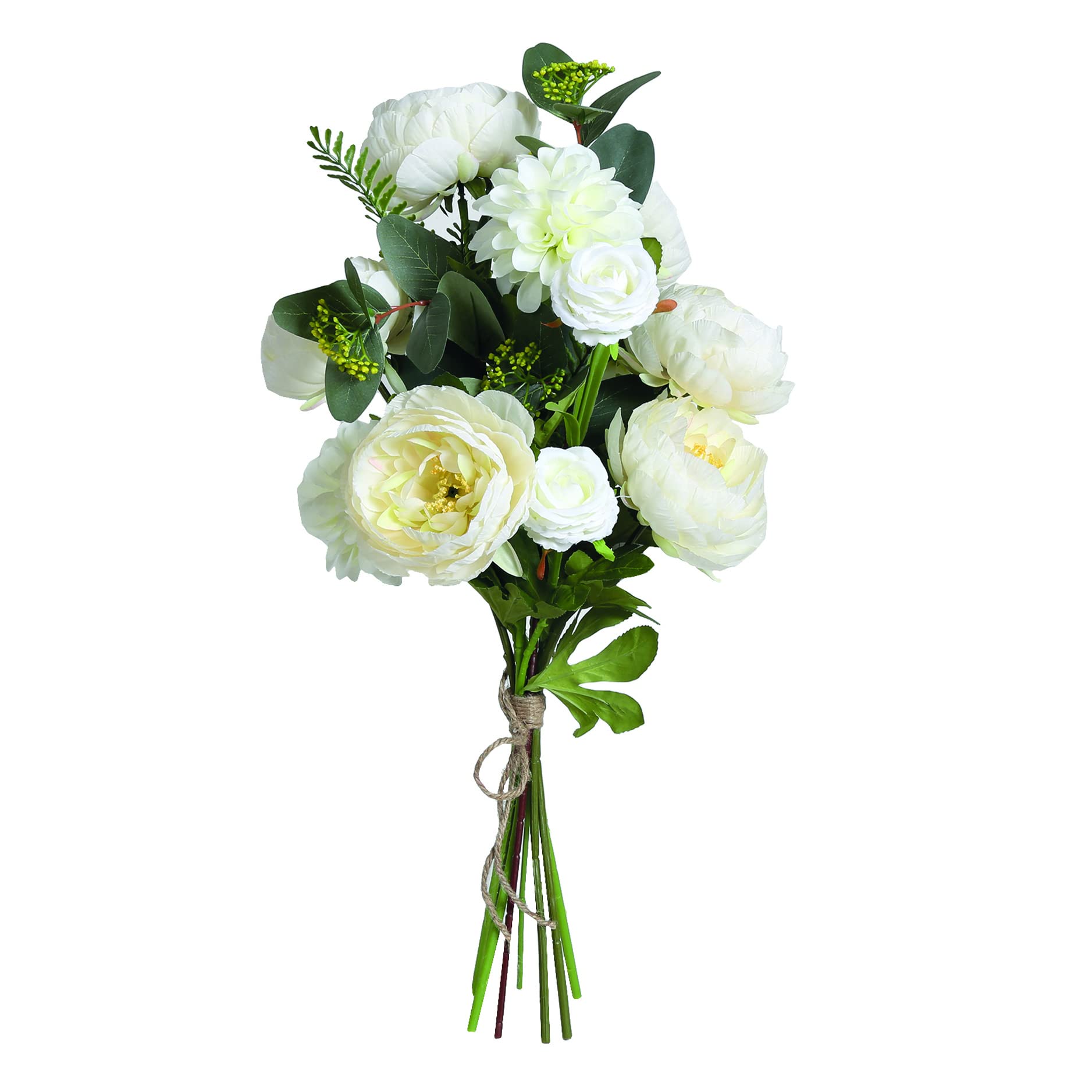 Straits Artificial Hand Tied Floral Bouquet 60cm Tall White Mixed Flowers Bunch Bundle