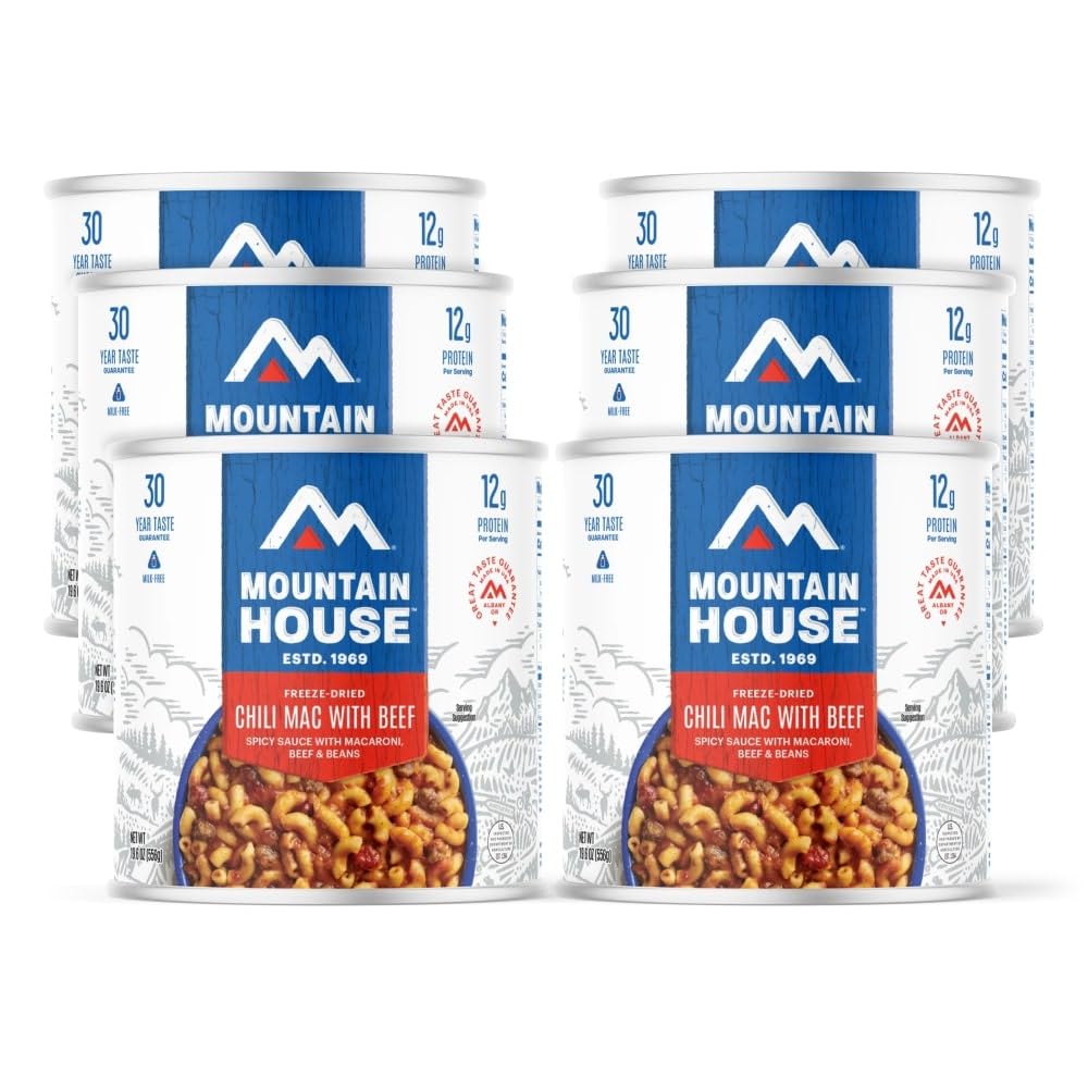 Mountain House Chili Mac with Beef #10 Can| Freeze-Dried Backpacking & Camping Food| Survival & Emergency Food | 6-Pack