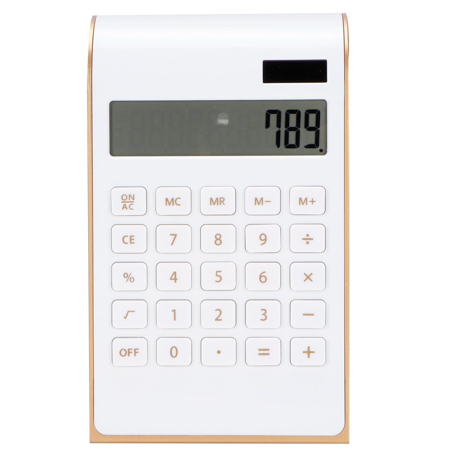 Solar Calculator, Dual Power, 10-Digit, Slim, White