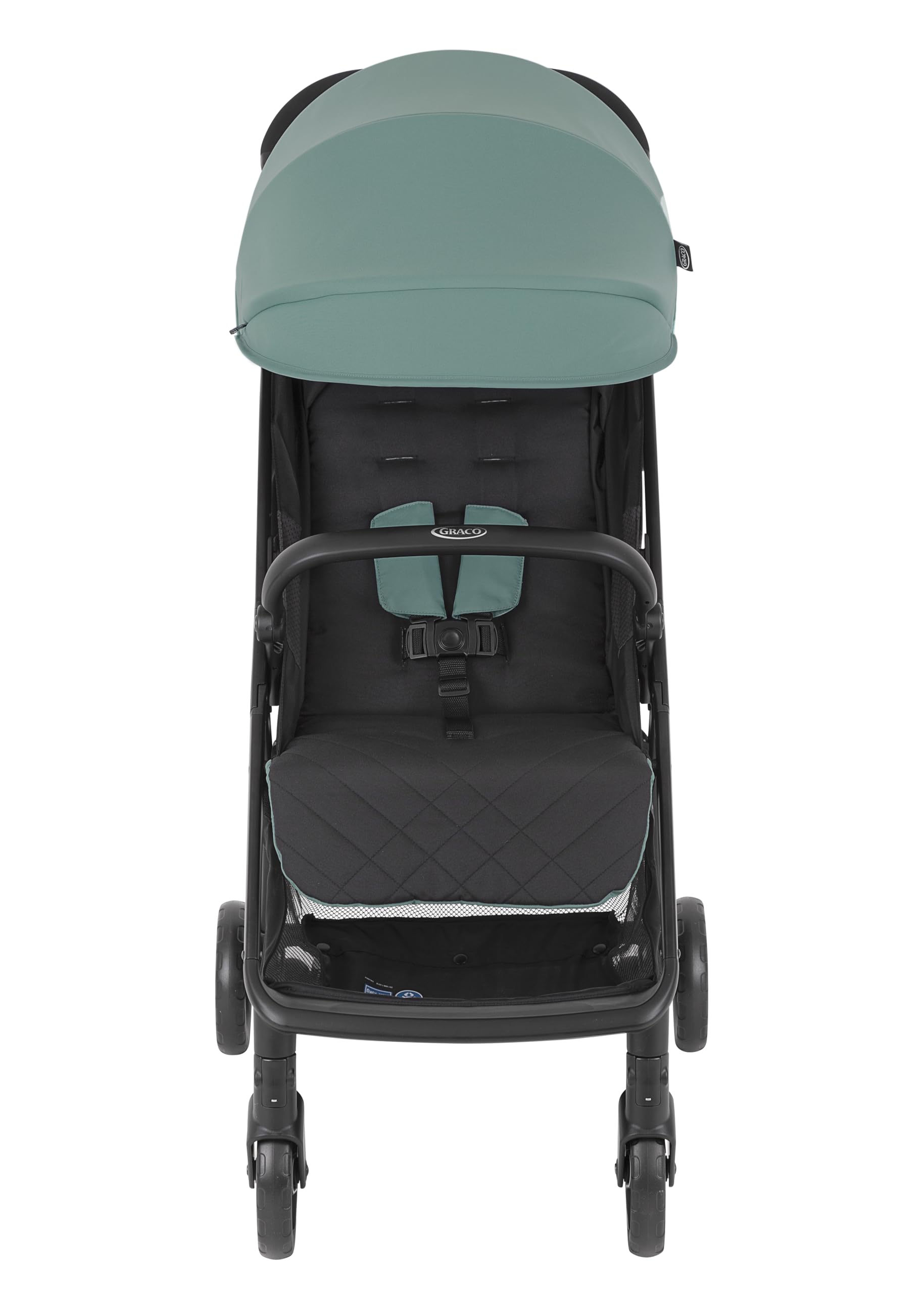 Graco Myavo Poussette de voyage légère avec pliage rapide, de la naissance à environ 4 ans (0-22 kg), se plie rapidement, tient debout une fois pliée, habillage pluie inclus, Mint