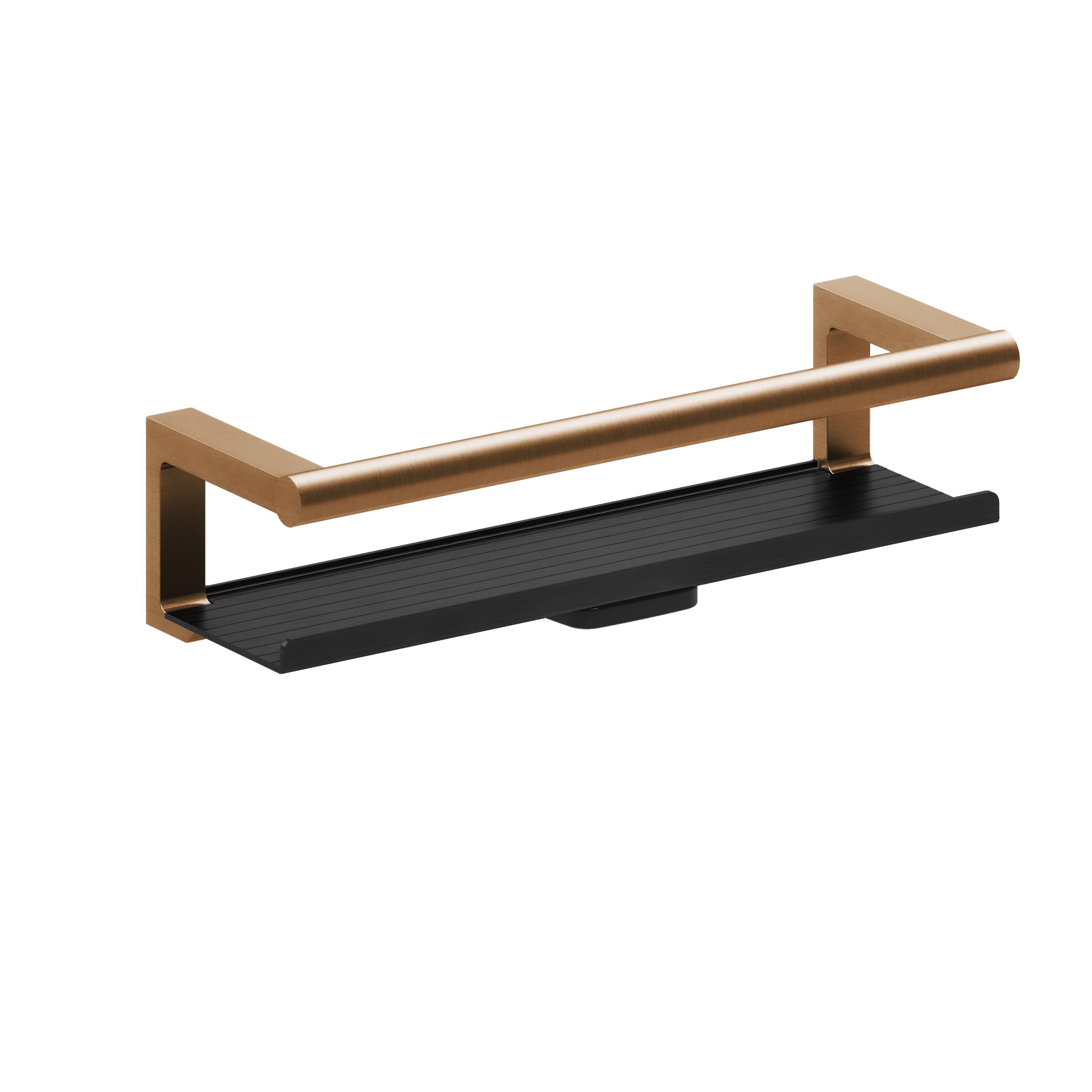 COSMIC Architect SP Jabonera de Ducha Tipo Estante de Diseño Rectangular y Minimalista con Accesorio Limpiacristales. Estantería de Pared con Tornillería para Baño de Acero Inoxidable en Color Cobre