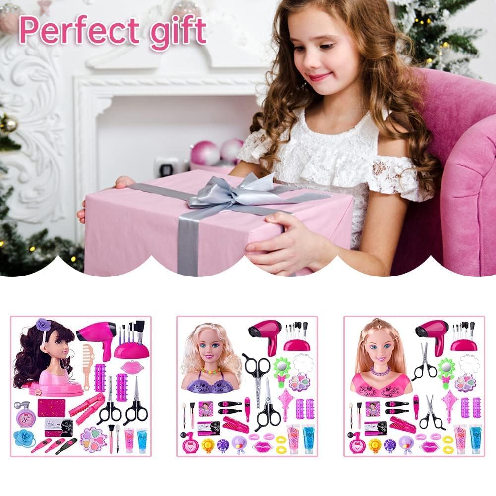 Anyhot Tête à Coiffer et Maquiller,35Pcs Jeu de rôle de Simulation pour Enfants, Style et Coiffure Jeu de Beauté et Mode Ensemble avec Artificiel Anyhot Tête à Coiffer et Maquiller,35Pcs Jeu de rôle de Simulation pour Enfants, Style et Coiffure Jeu de Beauté et Mode Ensemble avec Artificiel