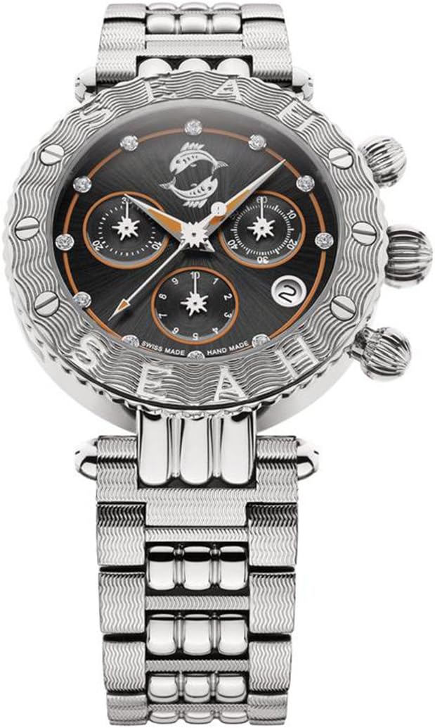 SEAH Galaxy Zodiac Sign Pisces Limited Edition 38mm Silver-Tone Swiss Made Luxury Watch.