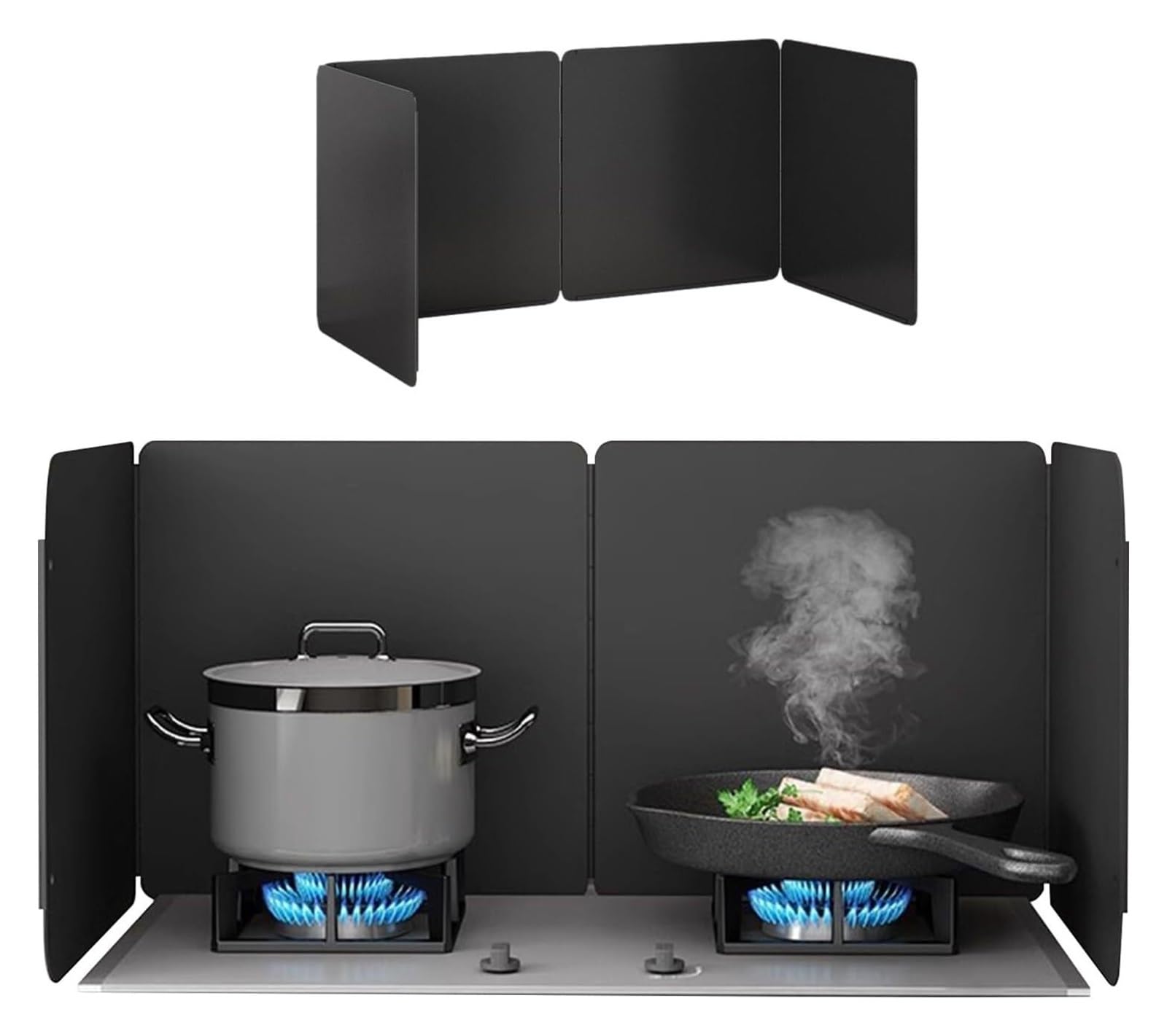 NIUSABOU FoldableOil Splatter Screens, Nonstick Foldable Steel Splash Guard For Stove - Black, Multiple Sizes(60x45x90cm)