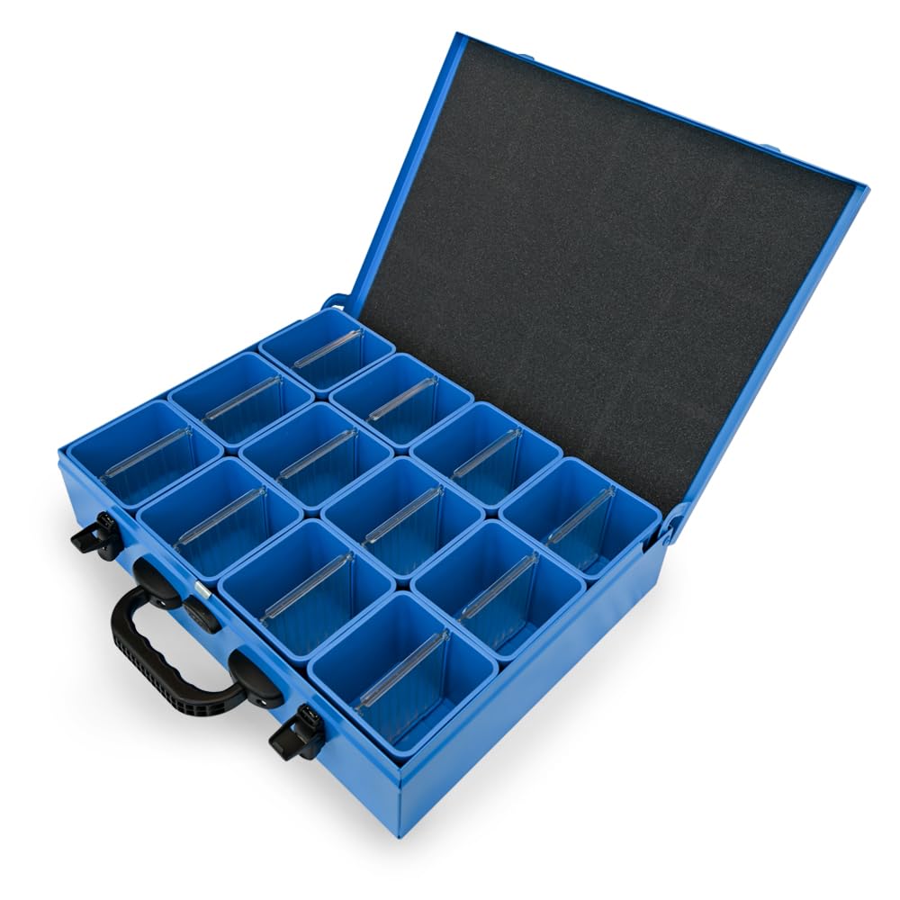 Syncro System Valigetta portaminuterie in metallo furgone officina mobile – 12 vaschette modulari gancio sicurezza 44x34x10 cm