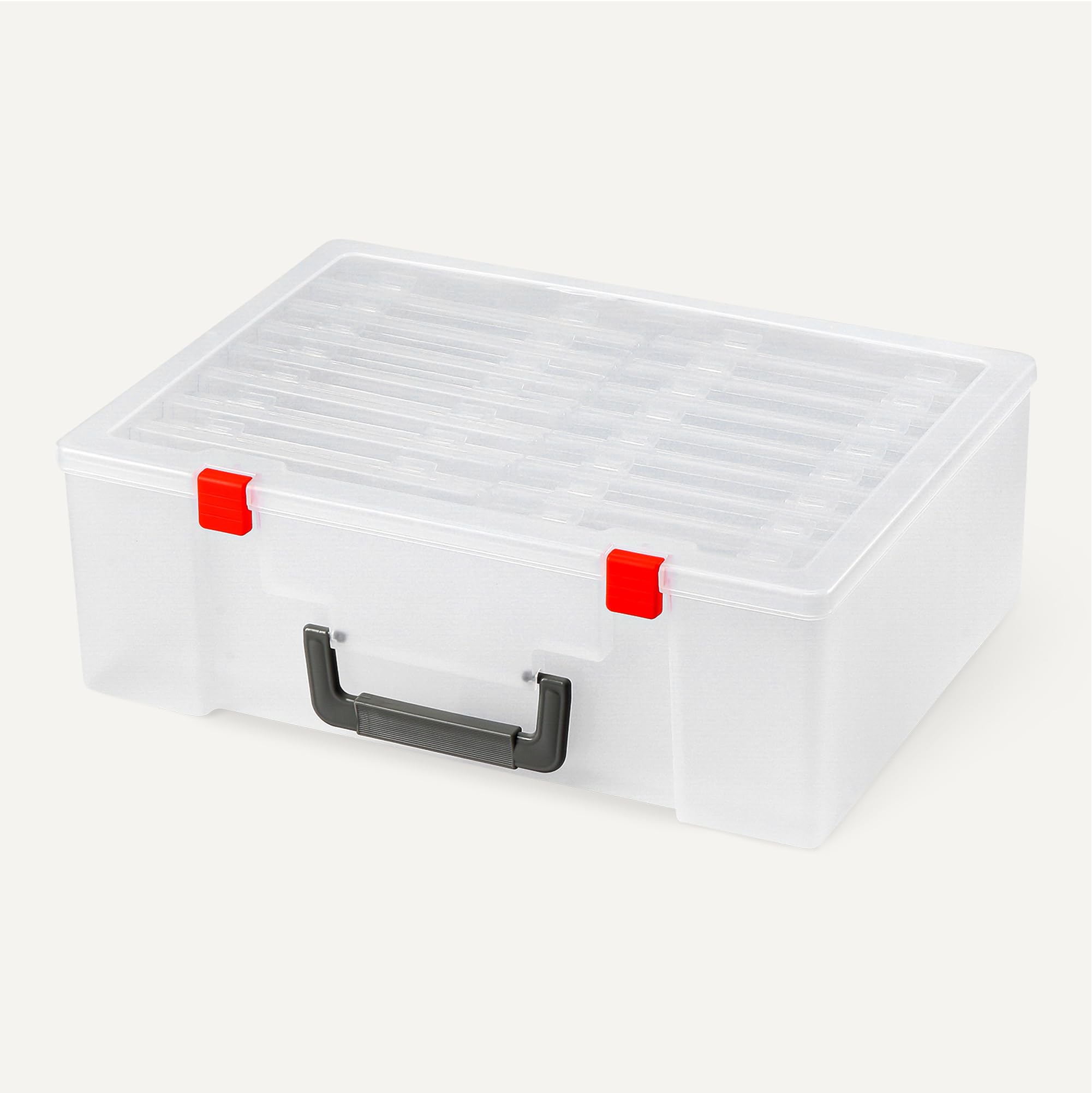 Amazon Basics Boîte de Rangement pour Photos et Organisateur de Loisirs Créatifs avec 16 Compartiments Intérieurs, 12.2 x 36.3 x 26.9 cm, Transparent