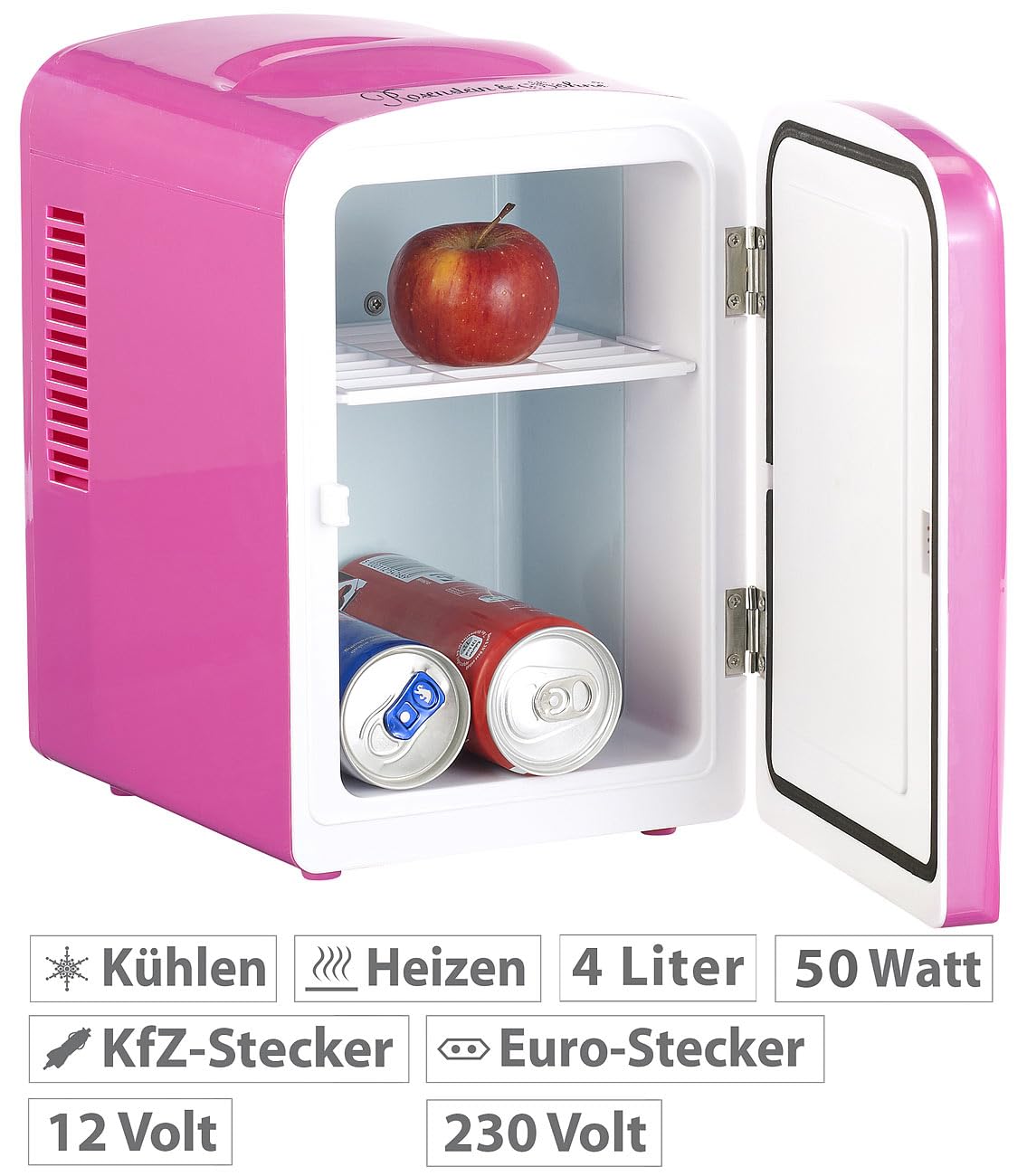 Rosenstein & Söhne Mini réfrigérateur 2 en 1 avec prise 12/230 V - Rose