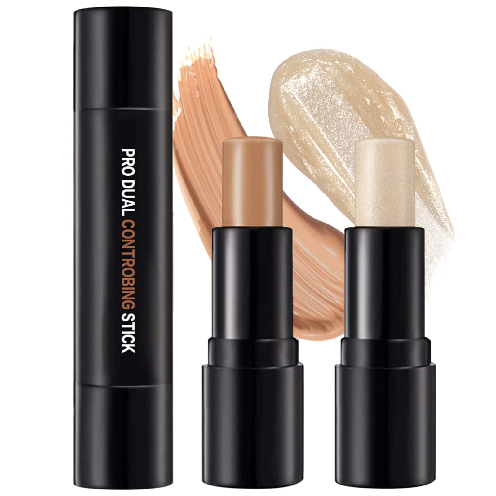 Double-End Contour Highlighter Stick, Contour Stick,Face Highlighter, Contour Makeup Contouring Sticks Cream Concealer (6)
