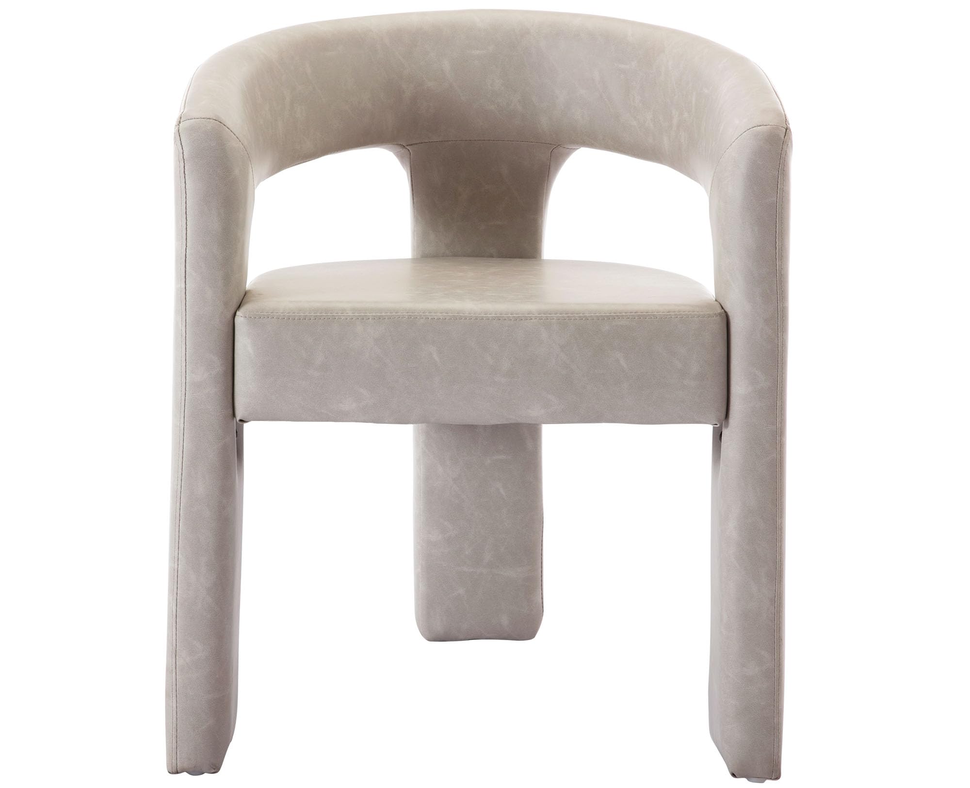 VESCASA Faux Leather Barrel Dining Chair with Open-Back, Upholstered Modern Accent Side Armchair with 3 Legs for Kitchen/Dining Room/Living Room, 1 Chair, Light Grey