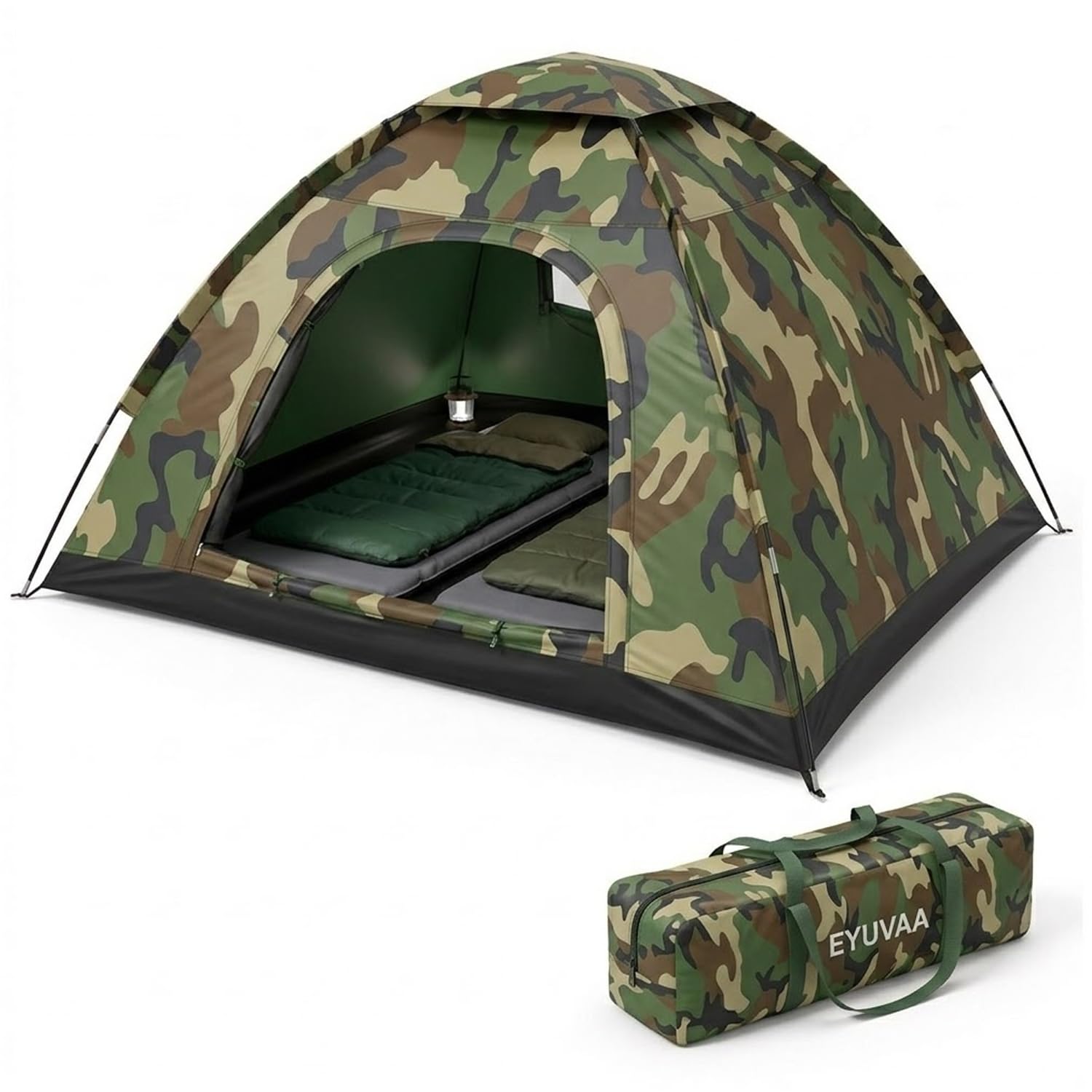 EYUVAA Camping Tent for 4 Person Lightweight & Waterproof Dome Tent with Carry Bag Easy Setup Travel Tent for Hiking, Trekking, Beach and Outdoor Adventures Army Colour-image-5