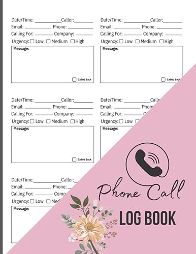 Phone Call Log Book: Cute voicemail logbook for office, women, teachers, sales, business, call Phone Messages | Pink Cover Designs