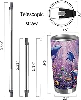 Vista 4 de Vaso de 20 onzas con tapa, termo de acero inoxidable con doble pared de vacío con aislamiento al vacío, taza de café de viaje, taza de café