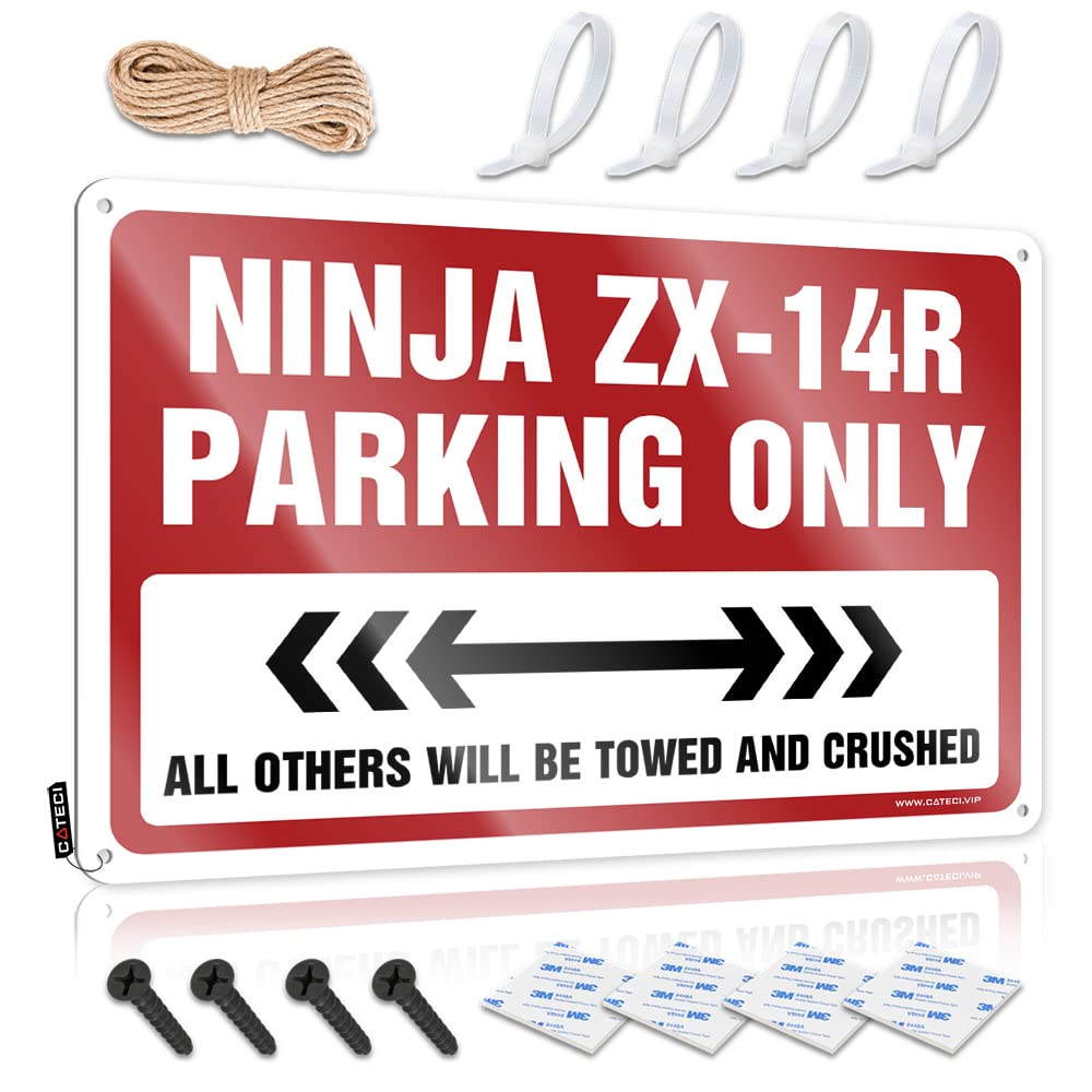 KRAZMURONGD Metal Man Cave Decor Ninja Zx-14R Parking Only Tin Sign Outdoor Bar Decor Funny Outdoor Decor