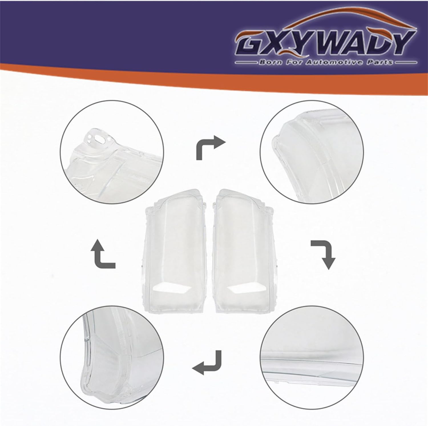 GXYWADY Headlights Pair of Lens Cover Lampshade Replacement for Land Rover Range Rover Sport 2010-2013 Left and Right Side (Passenger and Driver Side)