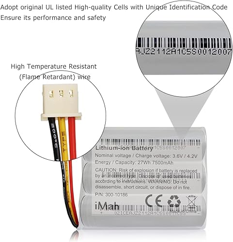 Miniatura 2 de iMah Batería de repuesto 300-10186 para panel de seguridad inteligente ADT Command | 3.6V 27Wh