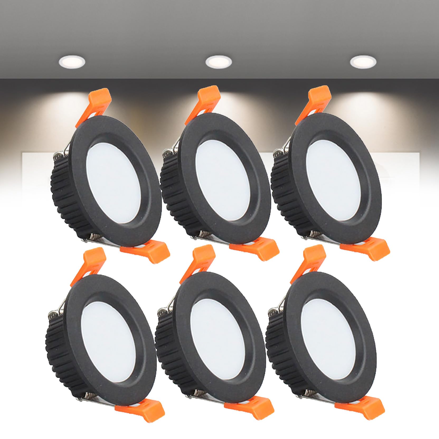 Syibelters 5W LED Recessed Ceiling Lights 100mm, Natural White 4000K 5W 240LM, Cut Φ70-75mm, AC110-240V Ultra Slim Downlights, LED Panel Light for Living Room Hallway, 6 Pack