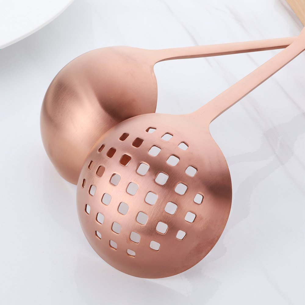Rose Gold Soup Ladle & Colander Set - Hot Pot Utensils -5