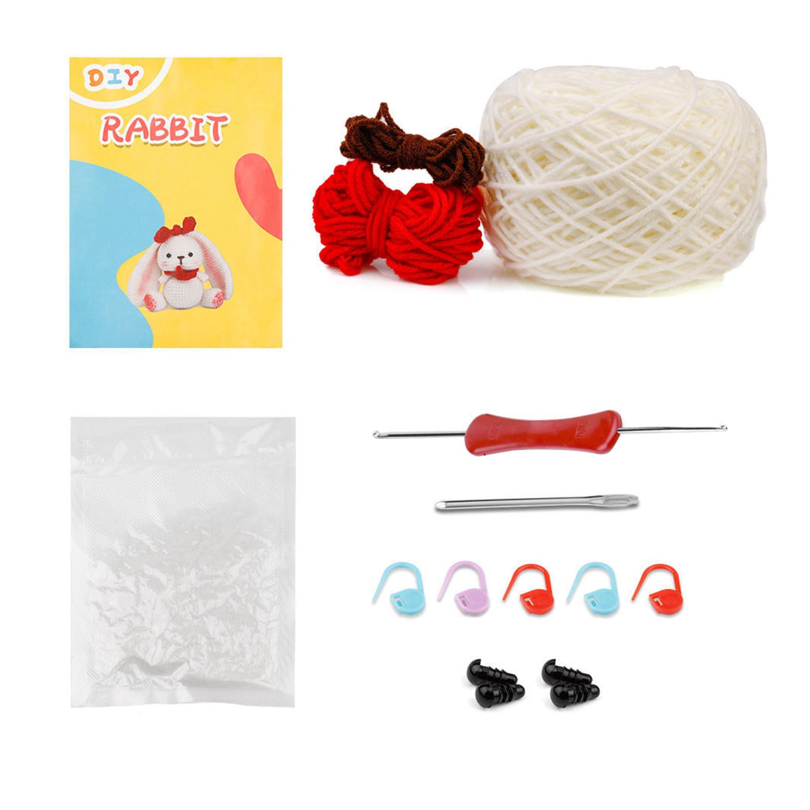 Buxuaaaa Crochet Kits for Beginners Crochet Starter Kits with Yarn, Hook, Needle, Knitting Marker, Instruction Starter for Beginner
