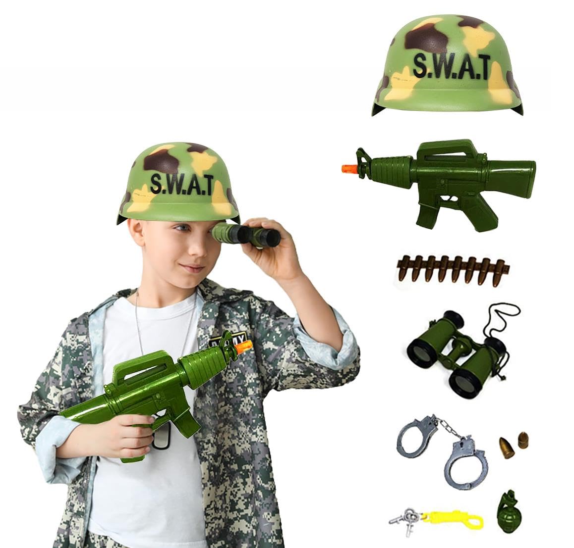 12 PCs Special Forces Role Play Set with Friction Gun, Non-Toxic Army Toy Kit, Realistic Military Adventure Game, Educational Gift for Boys 3+ Age and Above