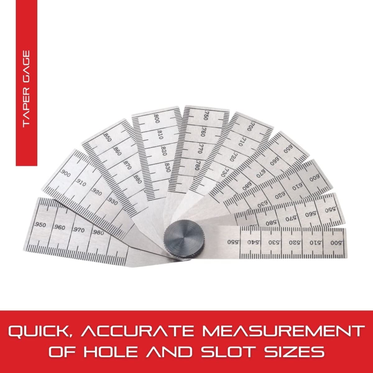 Starrett Tempered Steel Taper Gage with Locking Device - Ideal for Professionals and DIY Home Improvement - .500"-1" Thickness, 2-3/4" Length, 10 Leaves - 269B