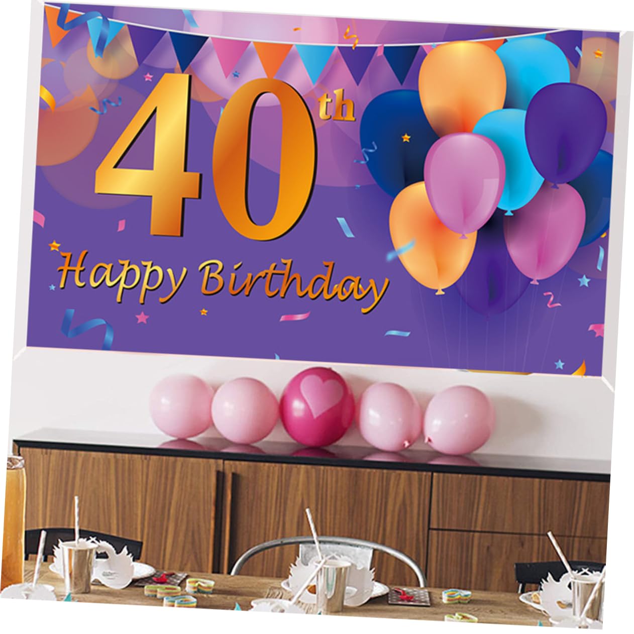 DOITOOL 2 Pezzi Di Compleanno Banner Finiture In Oro Ciondolo In Oro Compleanno Stand Prop Festa Di Compleanno Decorazioni In Oro 40Esimo Compleanno Stamina Banner Pendenti