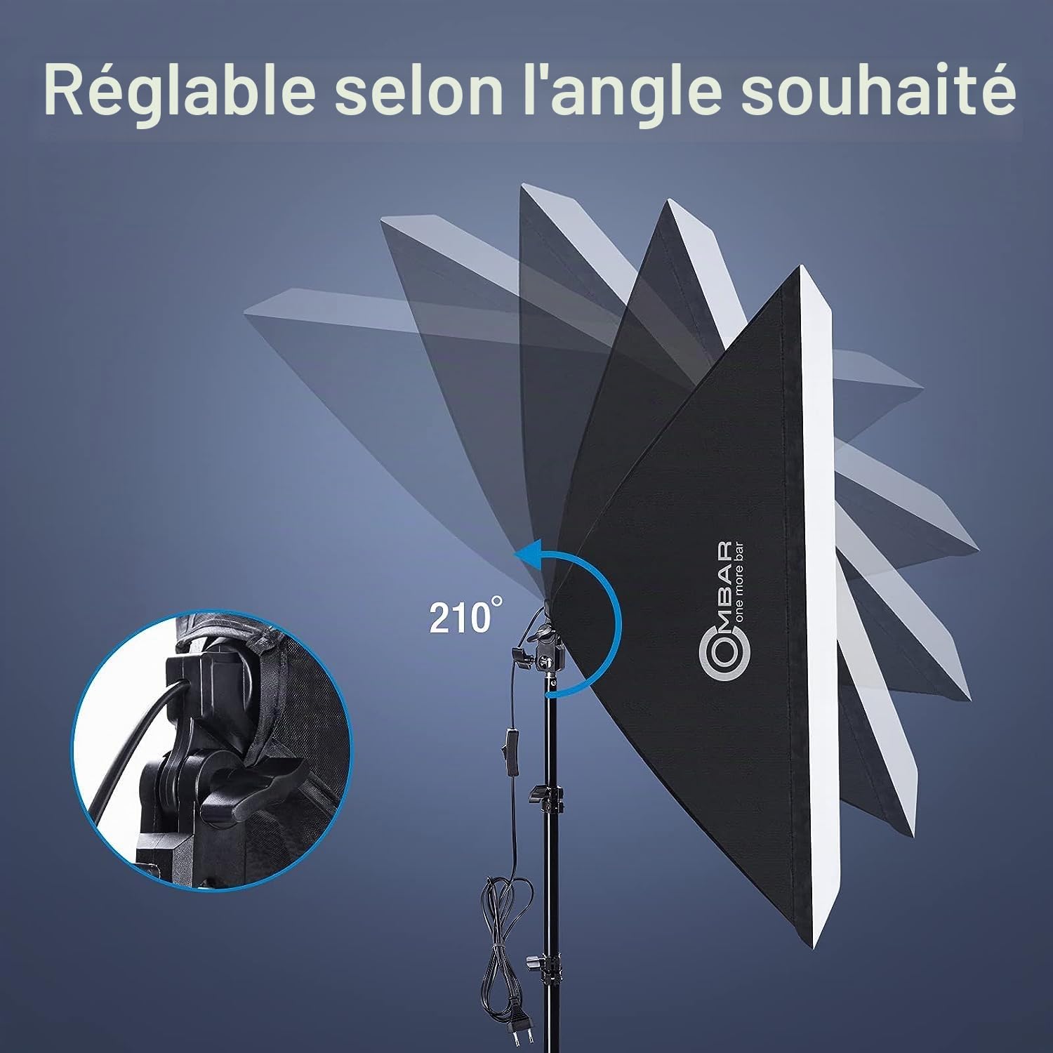OMBAR 135W Softbox Kit Éclairage avec 2 Softbox 50x70cm et 2 Ampoules E27 5500K, Kit d'éclairage Photographie avec Un Sac de Transport pour Portrait, Objet, Photo de Mode et à l’Enregistrement Vidéo