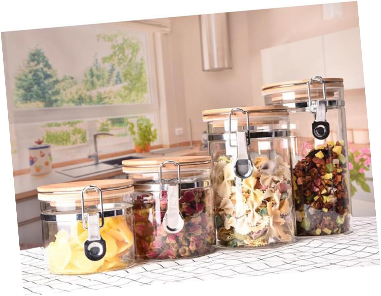 Food Storage Containers Glass Food Storage Jar Airtight Glass Jars Kitchen Storage Canister Flour Container Clear Canning Jar Beans Storage Jars Airtight Storage Sealed Jar