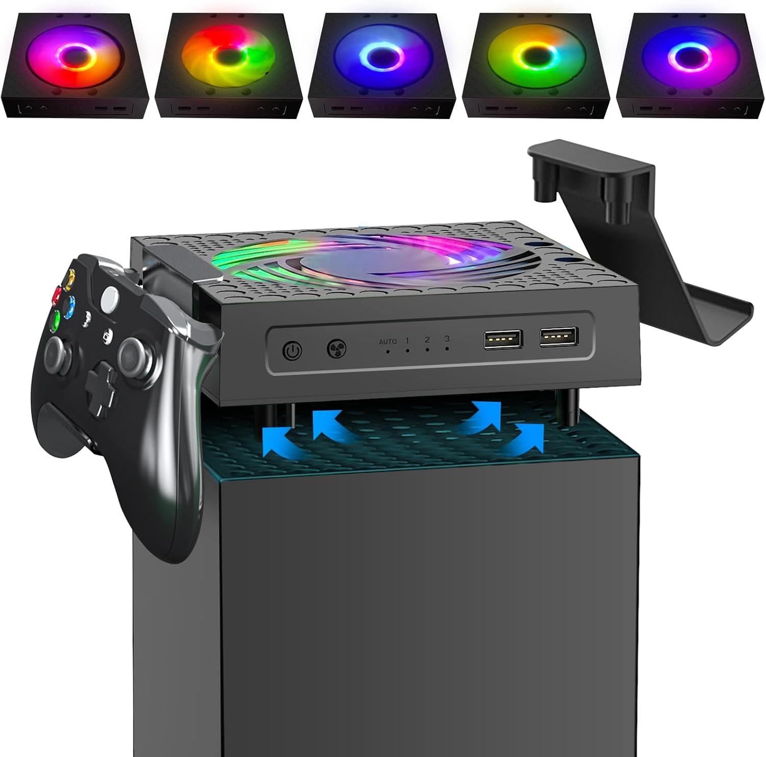 Cooling Fan for Xbox Series X with RGB LED Light, 2 Modes 3 Gears