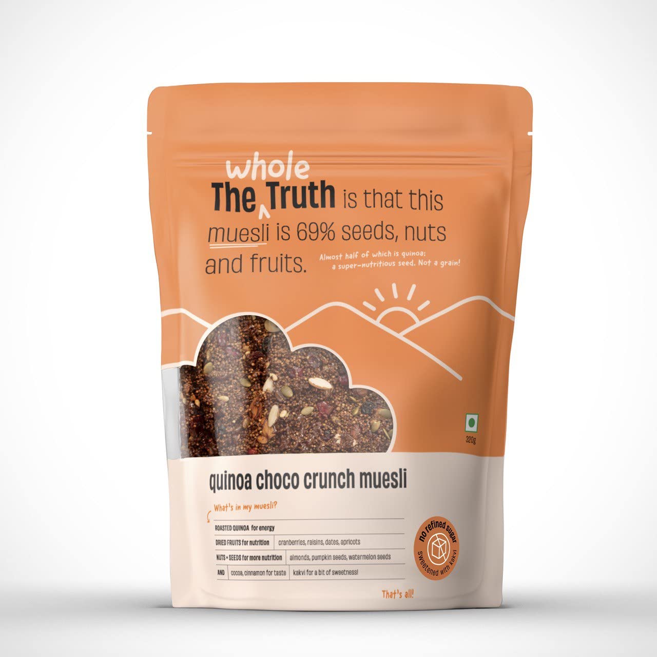 The Whole Truth - Breakfast Muesli | Quinoa Choco Crunch Muesli | 320grams | Vegan | Dairy-free | No Artificial Sweeteners | No Added Flavours | No Gluten or Soy | Nutritious Snacks