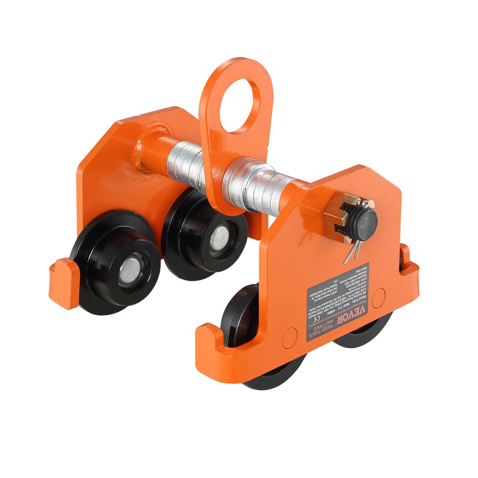 Manual Trolley, 4400 lbs/2 Ton Load Capacity, Push Beam Trolley with Dual Wheels, Adjustable for I-Beam Flange Width 2.5