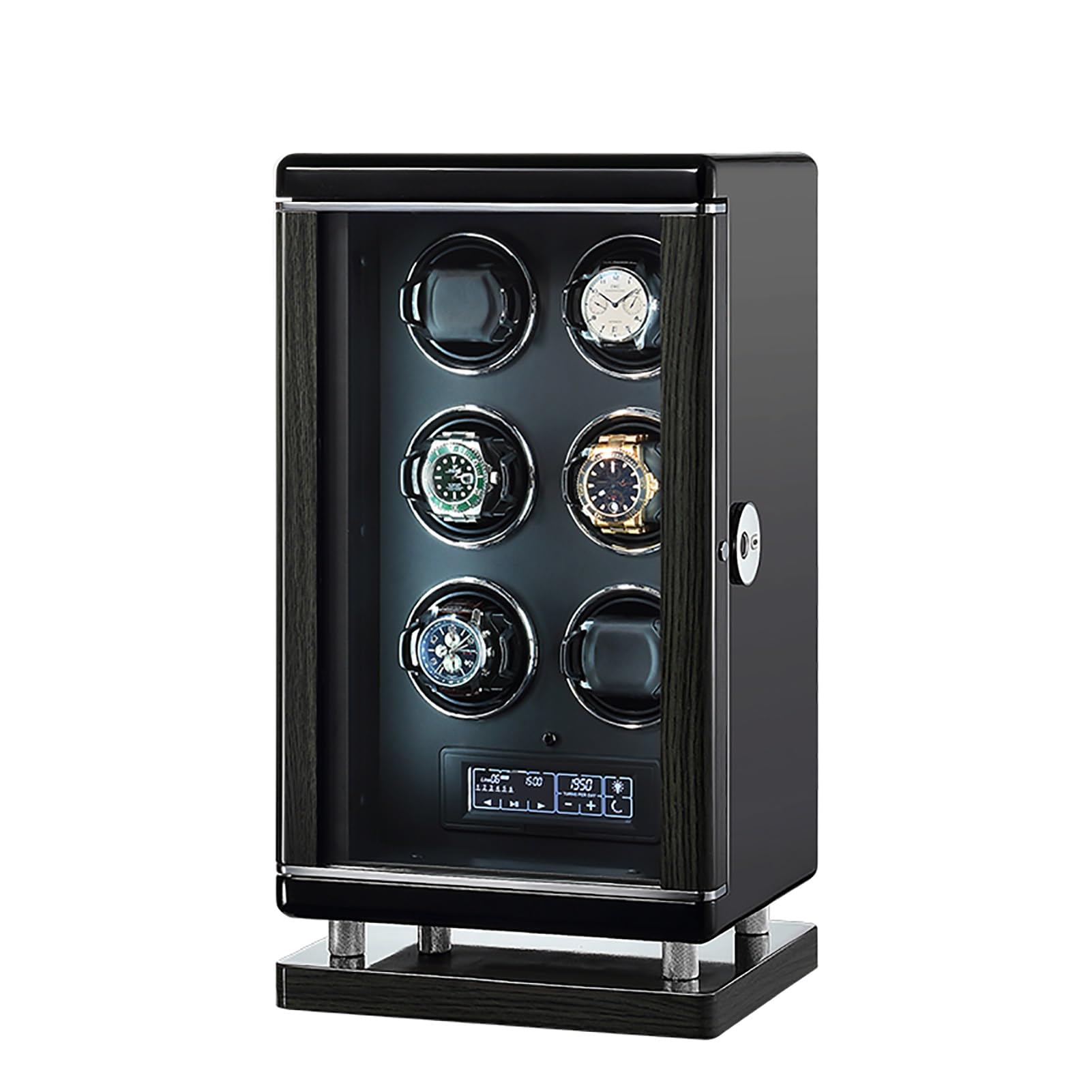 MYUYEE Automatic Watch Winder Box Self-Winding Watch Box Rocker Display Case Watches Rotation Storage Box With Lcd Touch Screen Display & Remote Control Quiet Motor (6 Watches)