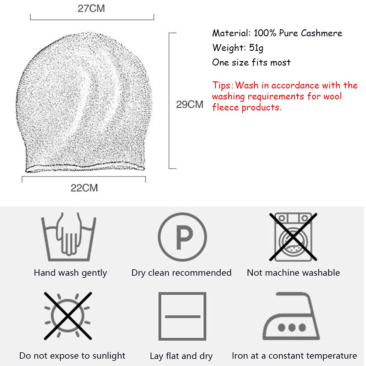 Femme Slouch Bonnet Tricoté 100% Cachemire, Chapeau Beanie Décontracté à Bords Roulés, Doux Chaud Casquette De Crâne Baggy Hiver Chapeaux De Extérieur En Tricot Torsadé Pour Ski Snowboard Beige F