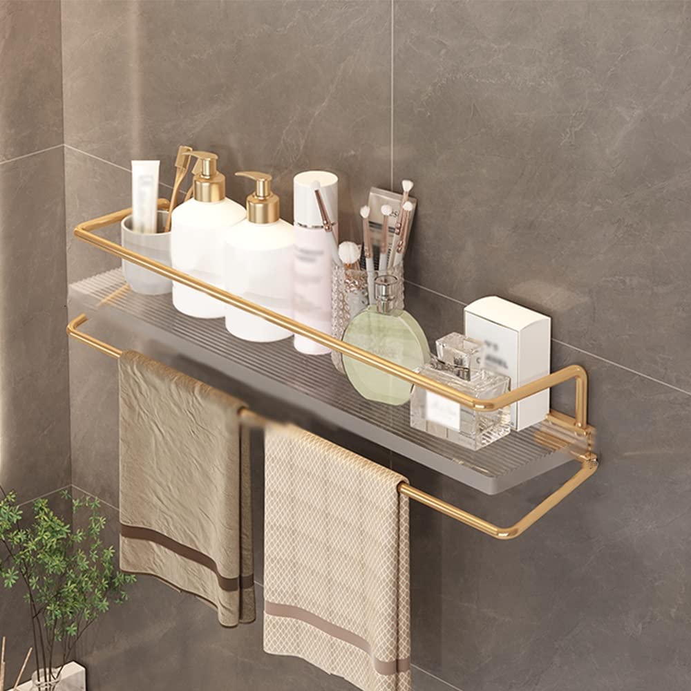 TXGJWRA Wall-Mounted Corner Shower Caddy Transparent Acrylic Bathroom Shelf with Towel Rack Floating Shelves for Cosmetics Kitchen Storage