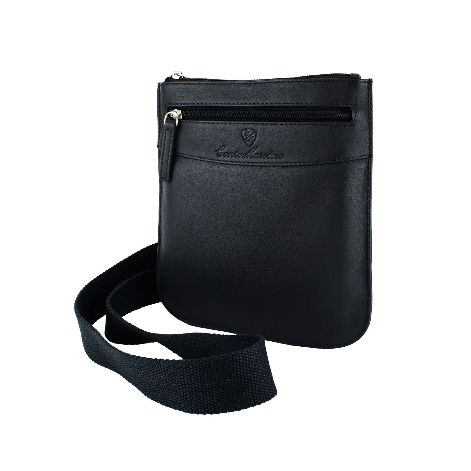 Conte Massimo - Bolso de Hombre de Piel Auténtica con Bandolera Ajustable y Múltiples Bolsillos