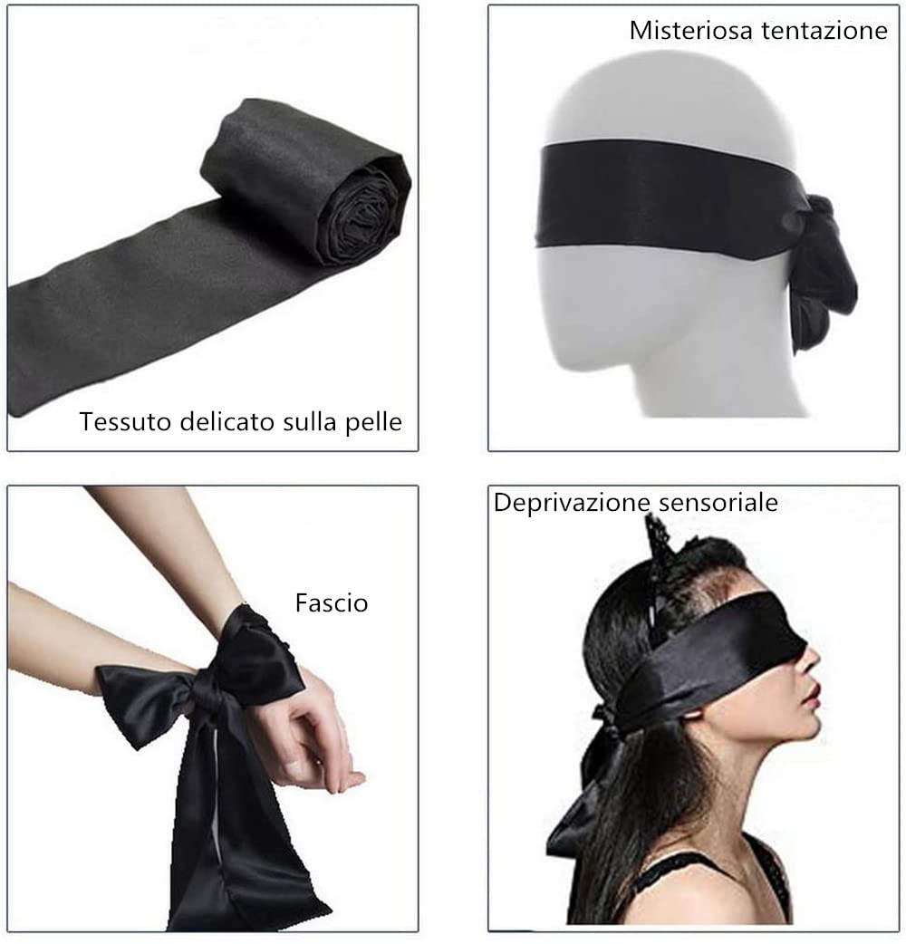 LATRAT 2 Pezzi Raso Benda per Occhi, Satin Eye Covers Sonno Maschera per Dormire Games, Maschera Sonno degli Occhi Raso Seta Maschera Occhi in Raso Sexy Morbido ed Elegante Stirabile Nero