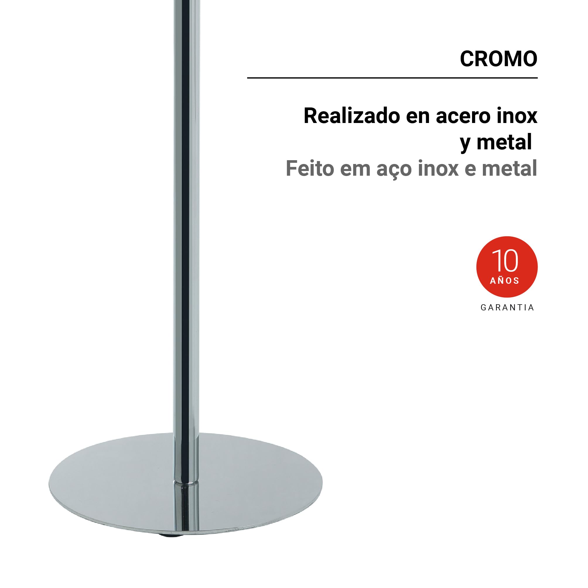 Gedy Circe Piantana Portasciugamani da Terra con 2 Bracci, Piantana Portasalviette Bagno in Acciaio Inox e Metallo Cromato, Base Circolare Diametro Ø25cm Zavorrata Dimensioni P45,3xH79,8cm Peso 2,54kg