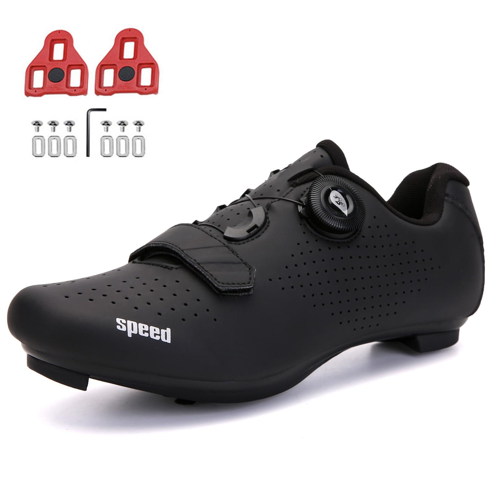 JiuQing Męskie buty na rower szosowy Buty do jazdy na rowerze stacjonarnym kompatybilne z butami rowerowymi Peloton SPD Delta Cleats