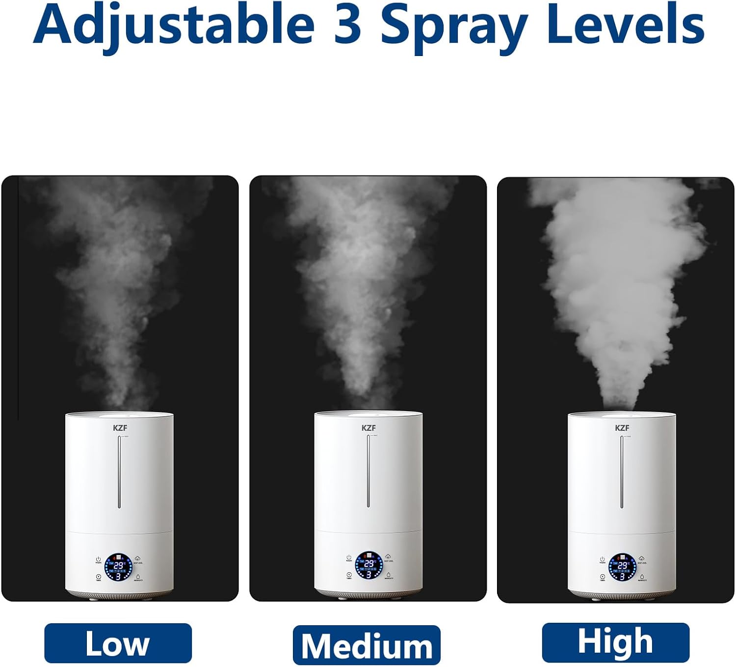 4L Humidifier for Large Room Bedroom, KZF Ultrasonic Cool Mist Humidifier with Humidistat, 360°Nozzle, Last 36 Hours Suitable for Baby Home Indoor Living Room Plant（25030601）