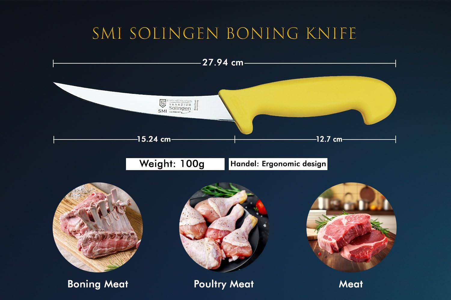 Amazon.com: SMI 6 inch Solingen Boning Knife - Curved Meat Knife