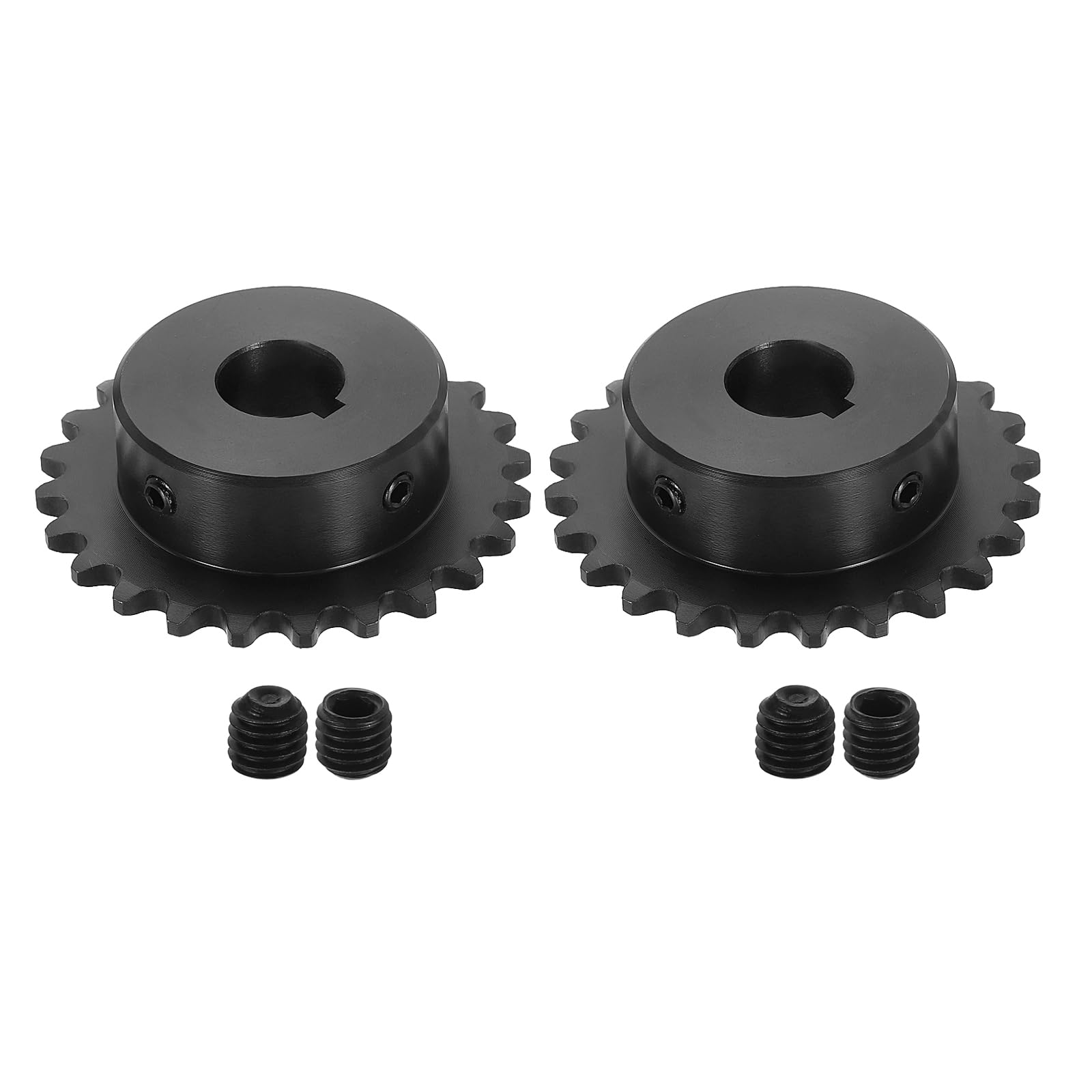 uxcell 2 piñones de rodillo de cadena #35 de 3/4 pulgadas de diámetro, 24 dientes de acero al carbono C45 ANSI #35, piñón redondo con tornillos de fijación para cadena ISO 06C