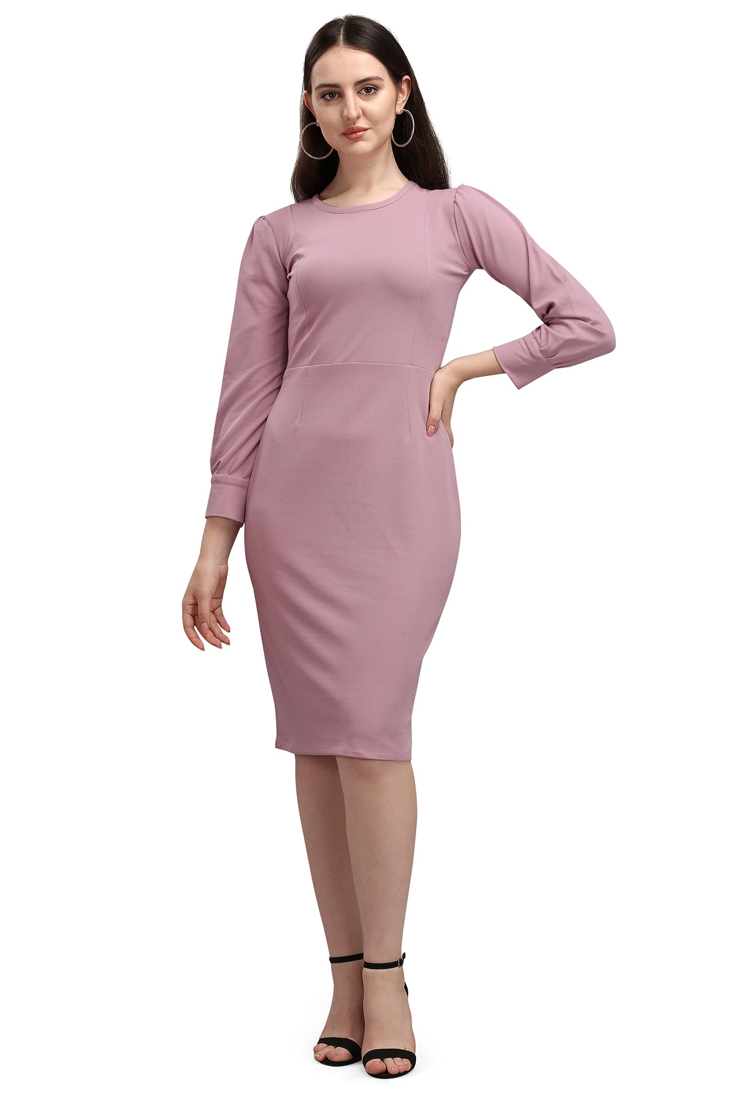 Purvaja Women's Corduroy Bodycon Knee-Length Dress (Ruby-016-Lv-Xl_Light Violet
