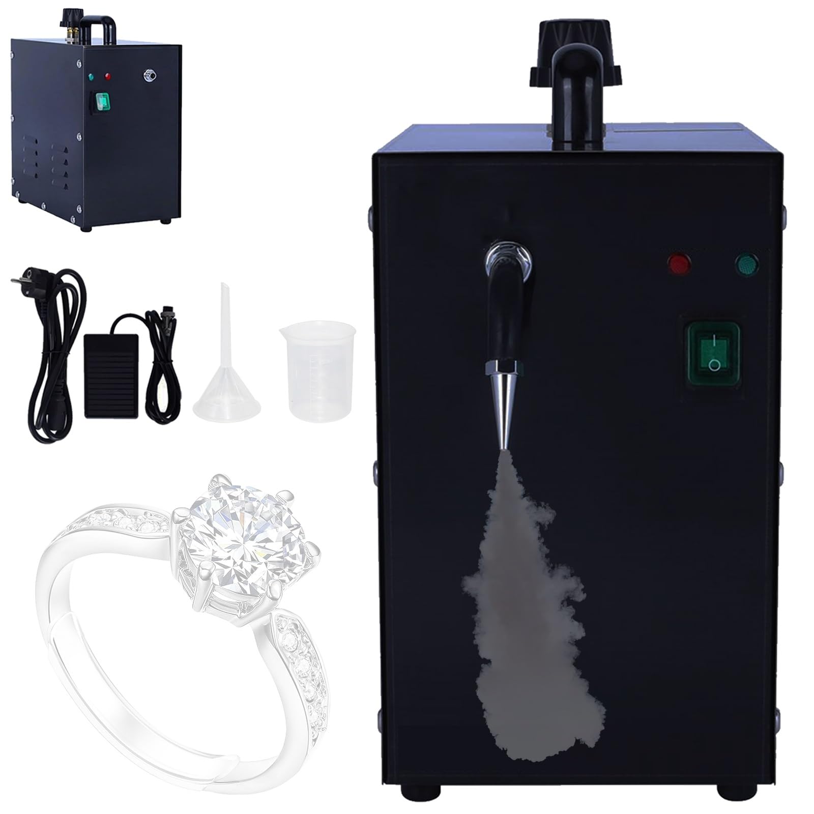 Pulitore a vapore for gioielli da 1500 W, macchina for la pulizia a vapore di gioielli in acciaio inossidabile, lavatrice ultrasonica ad alta pressione da 2 litri for gioielli in oro e argento
