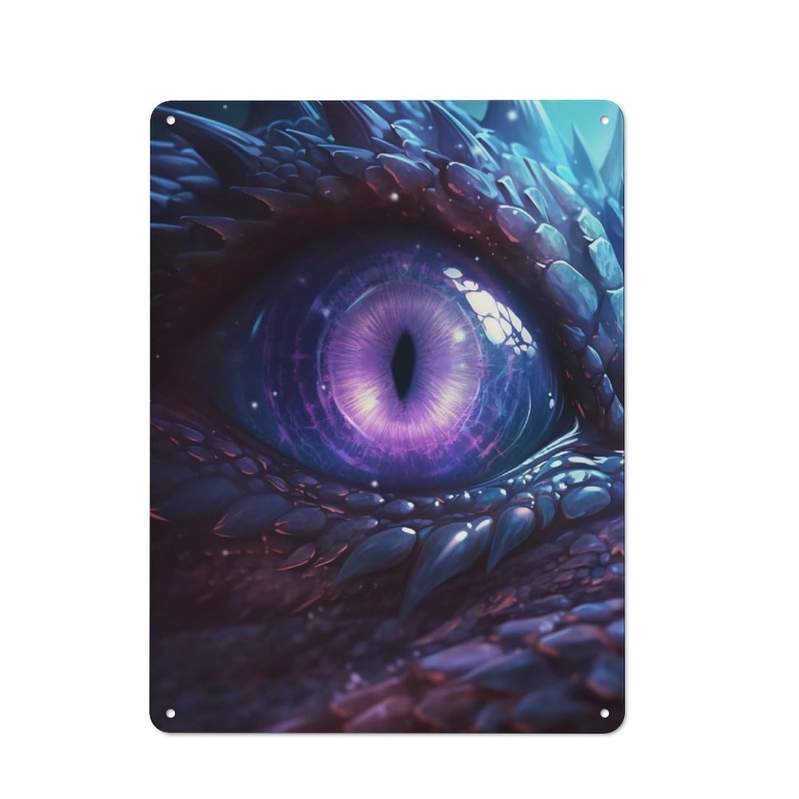 Junmoney Cosmic Dragon Amethyst Eye For Lounge Or Reading Corner, Rustic Tin Sign 40X30cm, For An Autumn Update To Lounge And Reading Corner