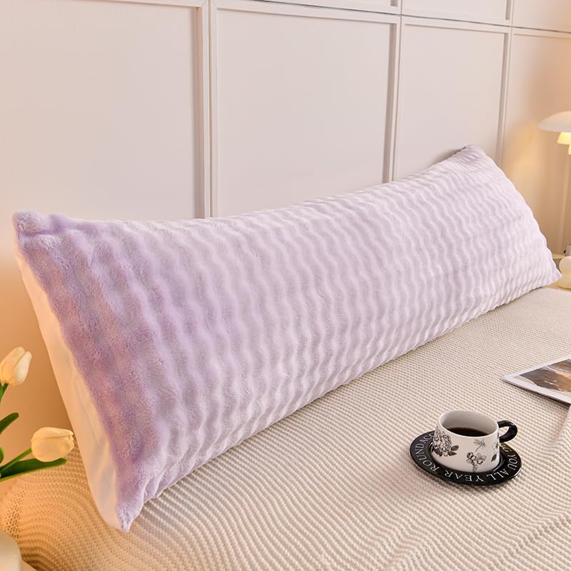 Zhiyuan Fluffy Soft Fleece Body Pillow Cover Plush Warm Long Pillow Case Only 45 x 180 cm, Lilac