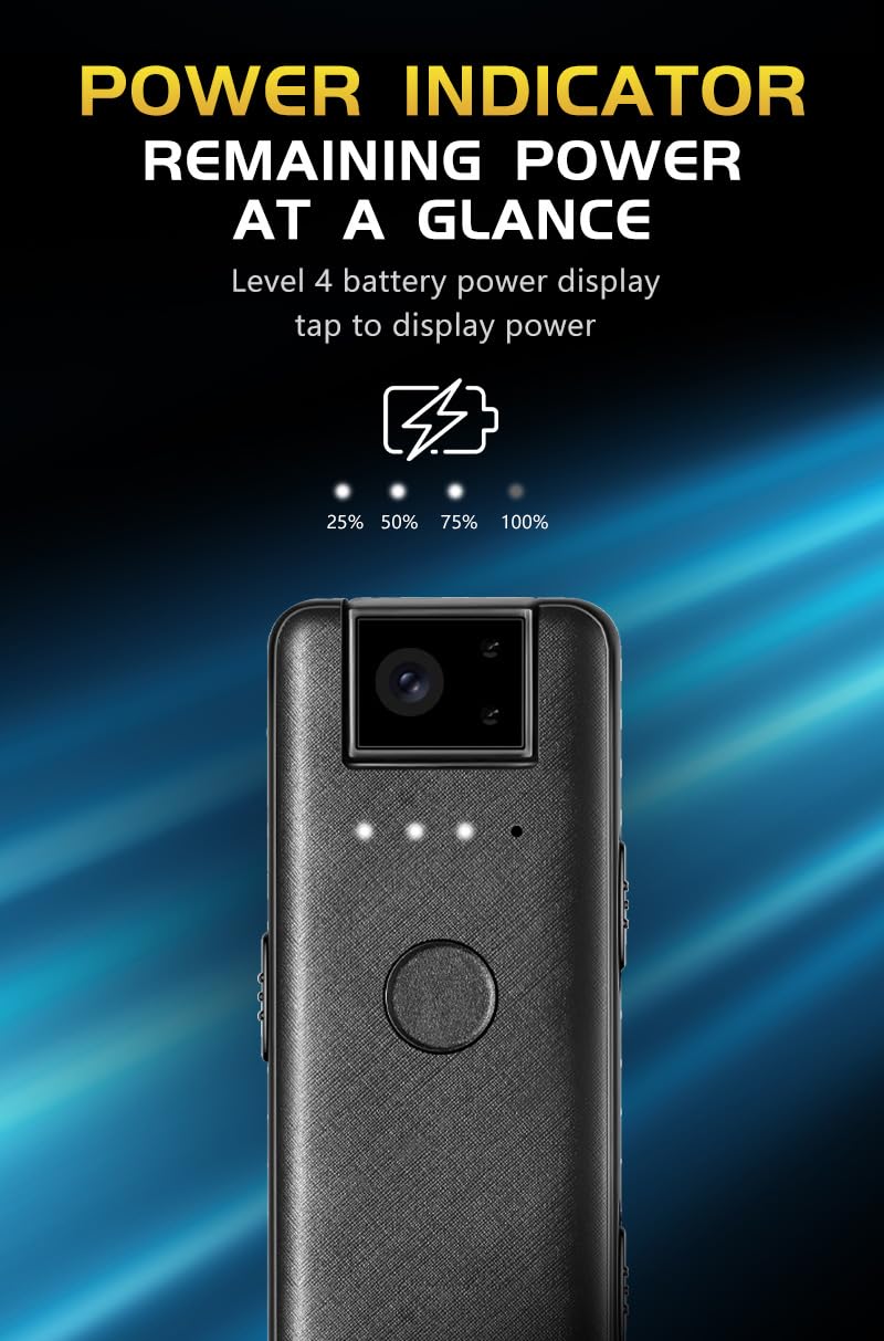 Mini Portatile Body Telecamera – Full HD 1080P Cam - Registrazione Audio Lossless 256Kbps - Visualizzazione Del Livello Della Batteria - Registratori Magnetici/Clip-on - Ricarica Rapida Type-C