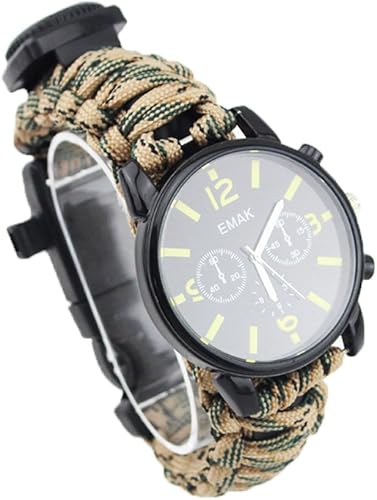 Pulsera de supervivencia para deportes al aire libre, 7 núcleos Paracord Mountaineer Noctilucente, reloj de emergencia pulsera de primeros auxilios,